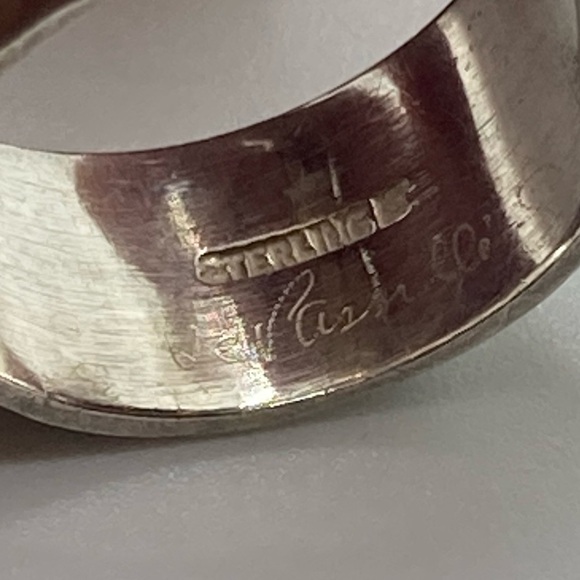 Vtg Southwestern Sterling Silver Symbols & Green Enamel Wide Band Ring Sz 8.5 - Picture 4 of 7